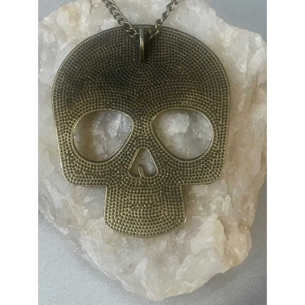 New Skull Pendant Necklace Floral Etched Bohemian Statement Jewelry - Picture 8 of 11
